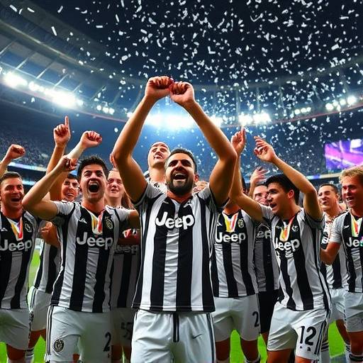 Giocatori della Juventus festeggiano la vittoria dello scudetto