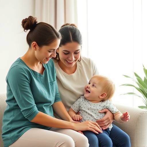 Un operatore sociale che assiste una famiglia in difficolt&agrave;.