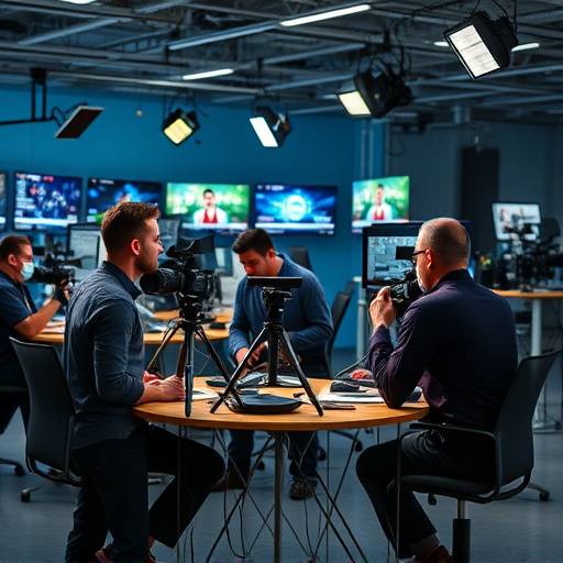 Un team di giornalisti che lavorano insieme in una redazione